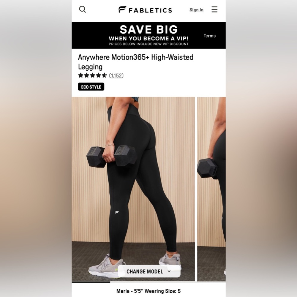 NWOT Fabletics Anywhere Motion 365+ Leggings Size Small Short